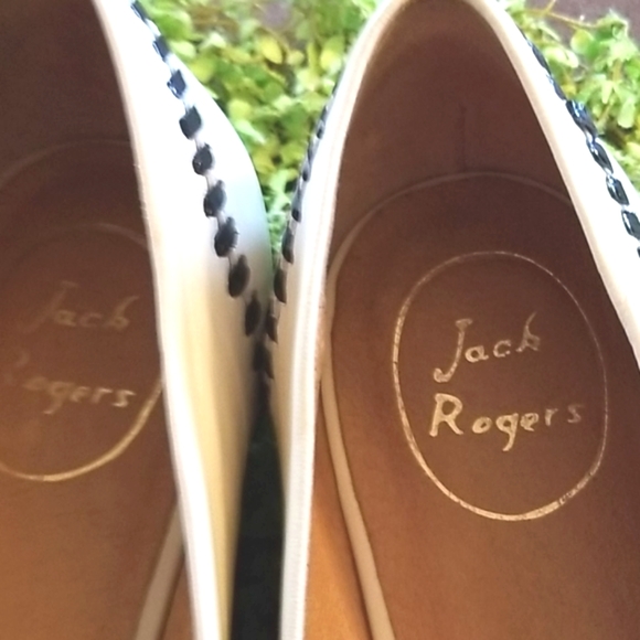 JACK ROGERS Neimans Black Patent Leather TOE BONE Upper Ballet FLATS Shoes 9 Euc - Picture 10 of 12